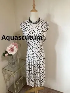 美品＊日本製＊Aquascutum ハート柄 好印象ワンピースＭ