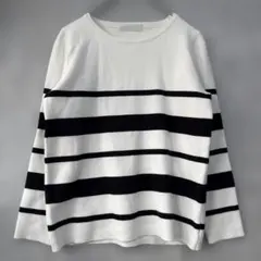 セシルマクビー M ボーダー ニット 長袖 クルーネック ストレッチ 定番