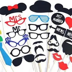 フォトプロップス31点セット 結婚式・二次会・誕生日会写真小道具