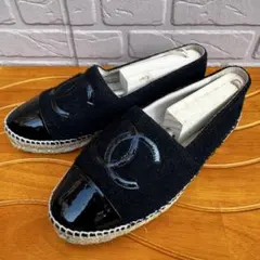 【CHANEL】美品 シャネル ココマーク ツイード パテント エスパドリーユのサムネイル