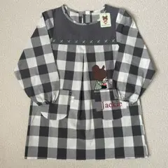 新品★くまのがっこう ジャッキー 保育士 チェック柄 割烹着 スモック M〜L