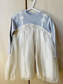 【新品紙タグ付】petit main オーガンジードッキングワンピース