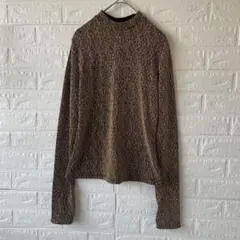 SHEIN シーイン ハイネック ラメ ニット トップス ブラウン ゴールド M