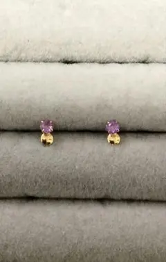 アメジスト？❁K18ピアス❁天然石/ゴールド/18金/シンプル