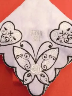 3枚セット ANNA SUI タオルハンカチ バタフライ 蝶 刺繍 アナスイ