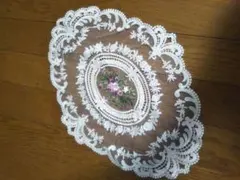 花柄刺繍 レース ドイリー マット