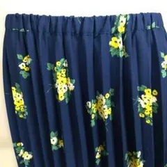 グローバルワーク <M>プリーツスカート　紺　ロング 花柄 ゴムウエスト2-1