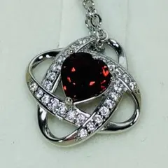 ネックレス 1月誕生石 ガーネット　バレンタインプレゼント S925 ハート