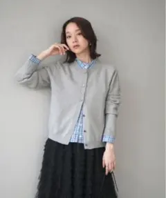 チェックシャツレイヤードデザインニットカーディガン リュミエ lumier同型