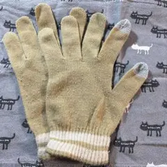 ベージュ ニット手袋 タッチパネル対応