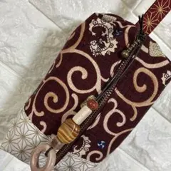 スマホ入れ　電子タバコ　小銭入れ　財布　和柄　デニム　市松模様　布製ポーチ