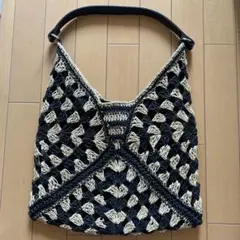 cooco ショルダーバッグ ペーパー編み ブラック ベージュのサムネイル