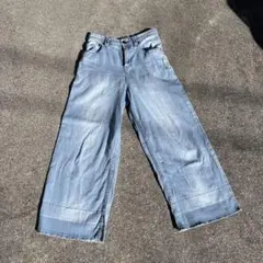 YANUKハイウェスト ワイド デニムパンツ 157172275 水色