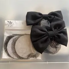 リボンヘアクリップ ブラック　セット