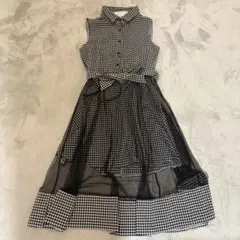 ナルシス　2way ロングワンピース　リボン　フレア　ギンガムチェック　Aライン