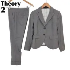 【美品】 Theory パンツスーツセットアップ 2 グレー ギンガムチェック