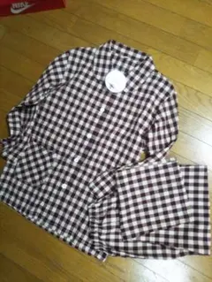 新品チェック柄パジャマ ルームウェア Mサイズ 肌に優しい 綿100%