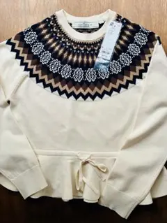 GU ペプラムニットプルオーバーby rokh サイズLナチュラル