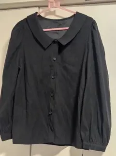 LAUIR ブラック 長袖ブラウス 丸襟 パフスリーブ L 新品