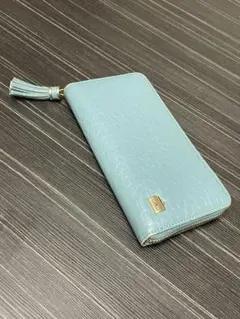 【ラバガジェリー】長財布 クロコ型押し ラウンドファスナー ブルー タッセルのサムネイル
