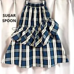 SUGAR SPOON ランダムフリルチェックフレアロングスカート 大きいサイズのサムネイル
