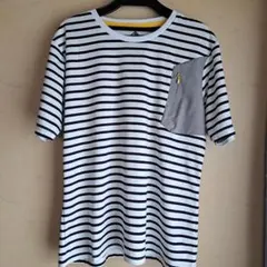 ボーダー柄 半袖Tシャツ 胸ポケット付きのサムネイル