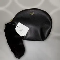 fam HEMING’S✰ ラウンドファスナー猫ちゃんポーチ　黒しっぽ付