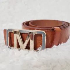 Max Mara マックスマーラ 「M」ロゴバックル レザーベルト XL~