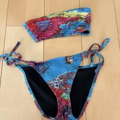 TOPSHOP セパレート水着 ビキニ 世界地図柄　水色のサムネイル