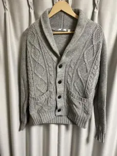 UNIQLO グレー ケーブルニット ショールカラー　カーディガン