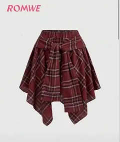 SHEIN ROMWE チェック柄 フレアスカート