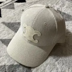 セリーヌ　ノベルティ　ホワイト　コーデュロイ　ベースボールキャップ