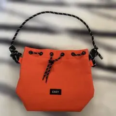 巾着ショルダーバッグ オレンジ　紐調節可