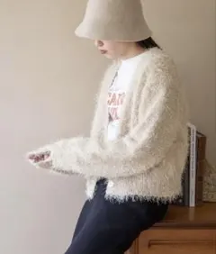 ローリーズファーム ラメシャギーカーディガン　ショート