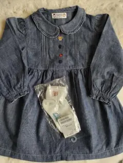 Familiar ☆薄手デニムワンピース100cm ＆未使用ソックスセット