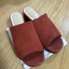 赤 スエード オープントゥ サンダルのサムネイル