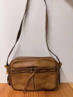 LOEWE ロエベ アナグラム 型押し ショルダーバッグ レザー ブラウン