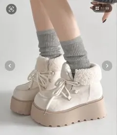 厚底 プラットフォーム レースアップ ボア ムートン ブーツ