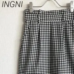 INGNI ロングタイトスカート ギンガムチェック バックスリット ポケット付き