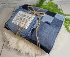 [デニムリメイク]　パッチワーク　ブランケット　Sサイズ　№9