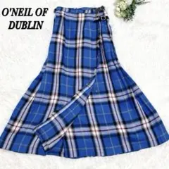 オニールオブダブリン　リネンキルトラップスカート　マキシ丈　チェック　麻