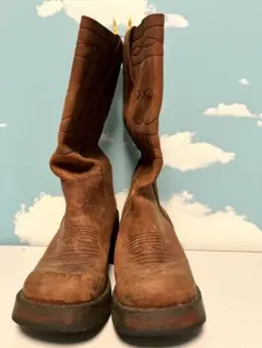 平成レトロ ブラウン レザー ウエスタンブーツ