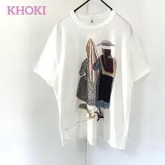 KHOKI(コッキ) アートプリント ホワイト オーバーサイズ Tシャツ