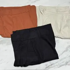 GU リネンブレンドタックワイドパンツ(丈標準70.0～74.0cm)3枚セット