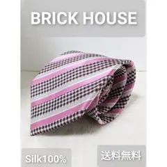 未使用 ブリックハウス ネクタイ ストライプ 絹 ピンク BRICKHOUSE