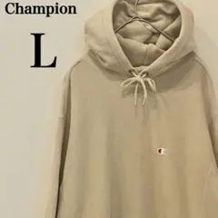 チャンピオン 復刻 ロゴ刺繍 長袖 スウェットパーカー L ベージュ