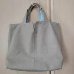 キタムラ リバーシブル キャンバストートバッグ 水色 ベージュ