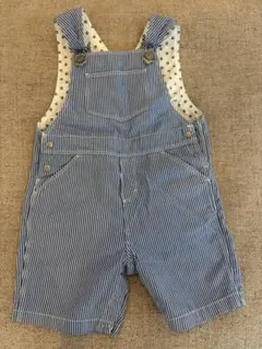 PETIT BATEAU ヒッコリーストライプショートサロペット18m/81cmのサムネイル