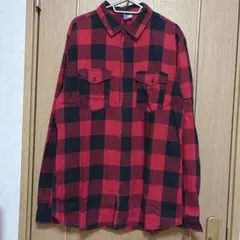 H&M チェック柄 シャツ 赤