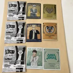 ハイキュー　フォト風メタルステッカー3種　月島　及川　木兎　ピンズ1種　計4点